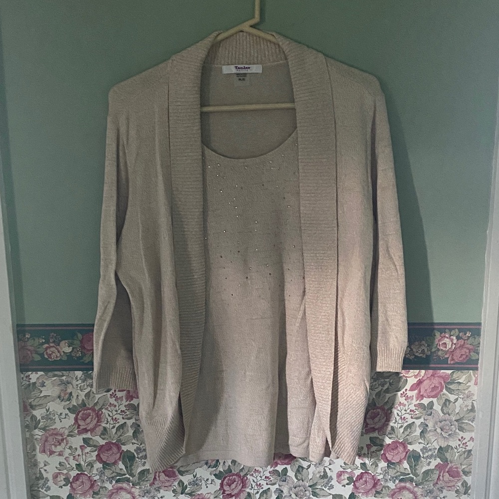 TanJay Beige Women's Open Front Cardigan